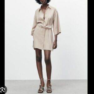 Zara belted shirt dress size small